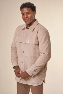 Blouson velours en coton bio et matière recyclée | beige "corduroy overshirt light feather gray"