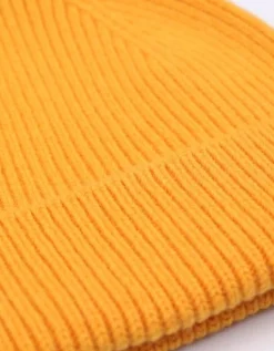 Bonnet jaune en laine mérinos recyclée - merino wool beanie burned yellow