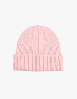 Bonnet rose en laine mérinos recyclée - merino wool beanie faded pink
