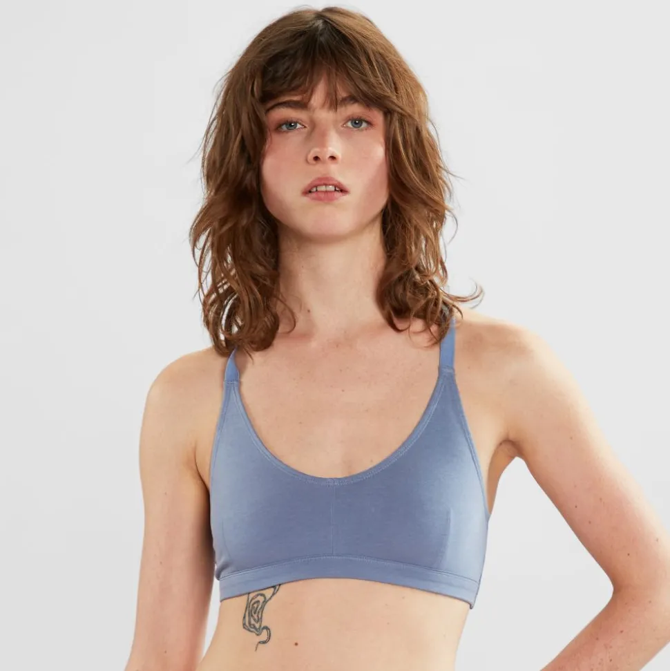 Brassière en coton bio et tencel | bleu "soft bra junsele steel blue - stonewash"