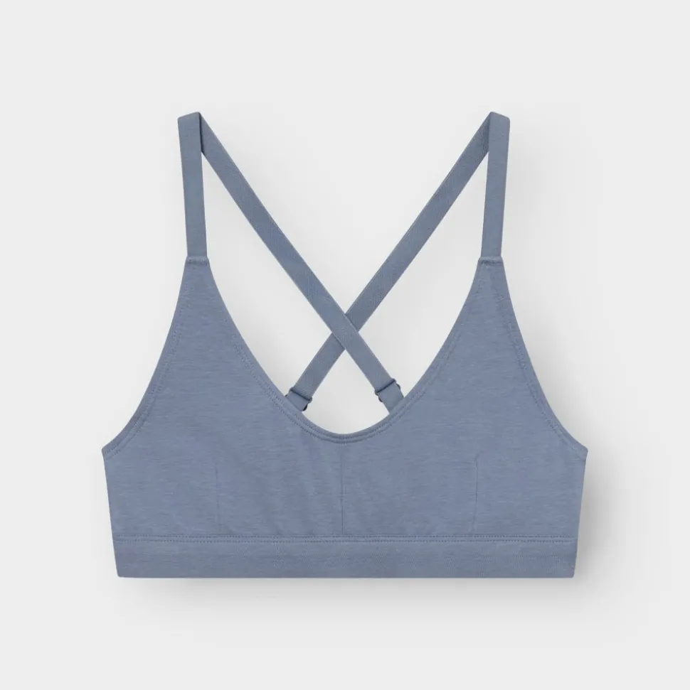 Brassière en coton bio et tencel | bleu "soft bra junsele steel blue - stonewash"