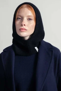Cagoule en cachemire recyclé | noir "marika - nero ardesia"