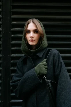 Cagoule en cachemire recyclé | vert "marika - verde foresta"