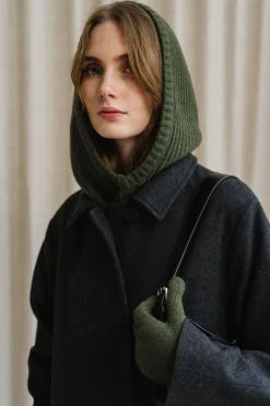 Cagoule en cachemire recyclé | vert "marika - verde foresta"