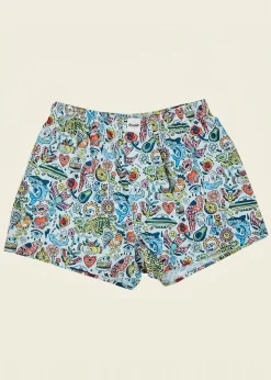 Caleçon à imprimés en coton bio | multicolor "this is asis boxer - white"