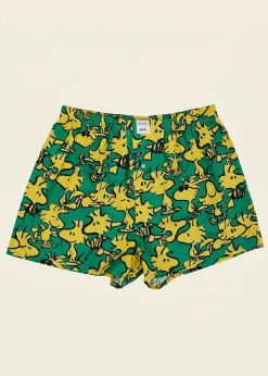 Caleçon à imprimés en coton bio | vert et jaune "peanuts woodstock boxer green - gren"