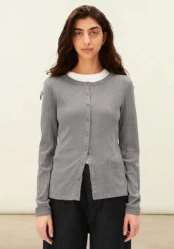 Cardigan léger pointelle en coton bio | gris 