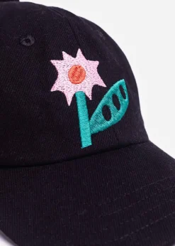Casquette en coton biologique | noir "casquette six pannel flowering"