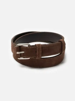 Ceinture cuir suède en tannage végétal | marron "dwayne suede belt - dark brown"
