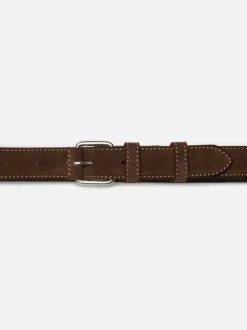 Ceinture cuir suède en tannage végétal | marron "dwayne suede belt - dark brown"