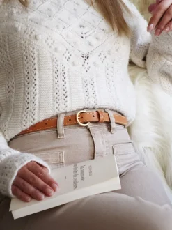 Ceinture en cuir certifié à tannage végétal | camel "boucle d'or"