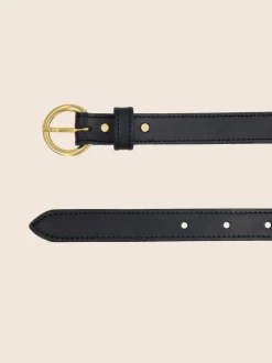 Ceinture en cuir certifié à tannage végétal | noir "boucle d'or"