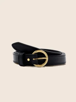 Ceinture en cuir certifié à tannage végétal | noir "boucle d'or"