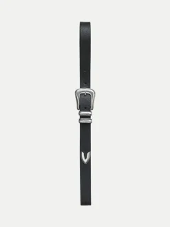 Ceinture en cuir tannage végétal | noir "western silver belt black"