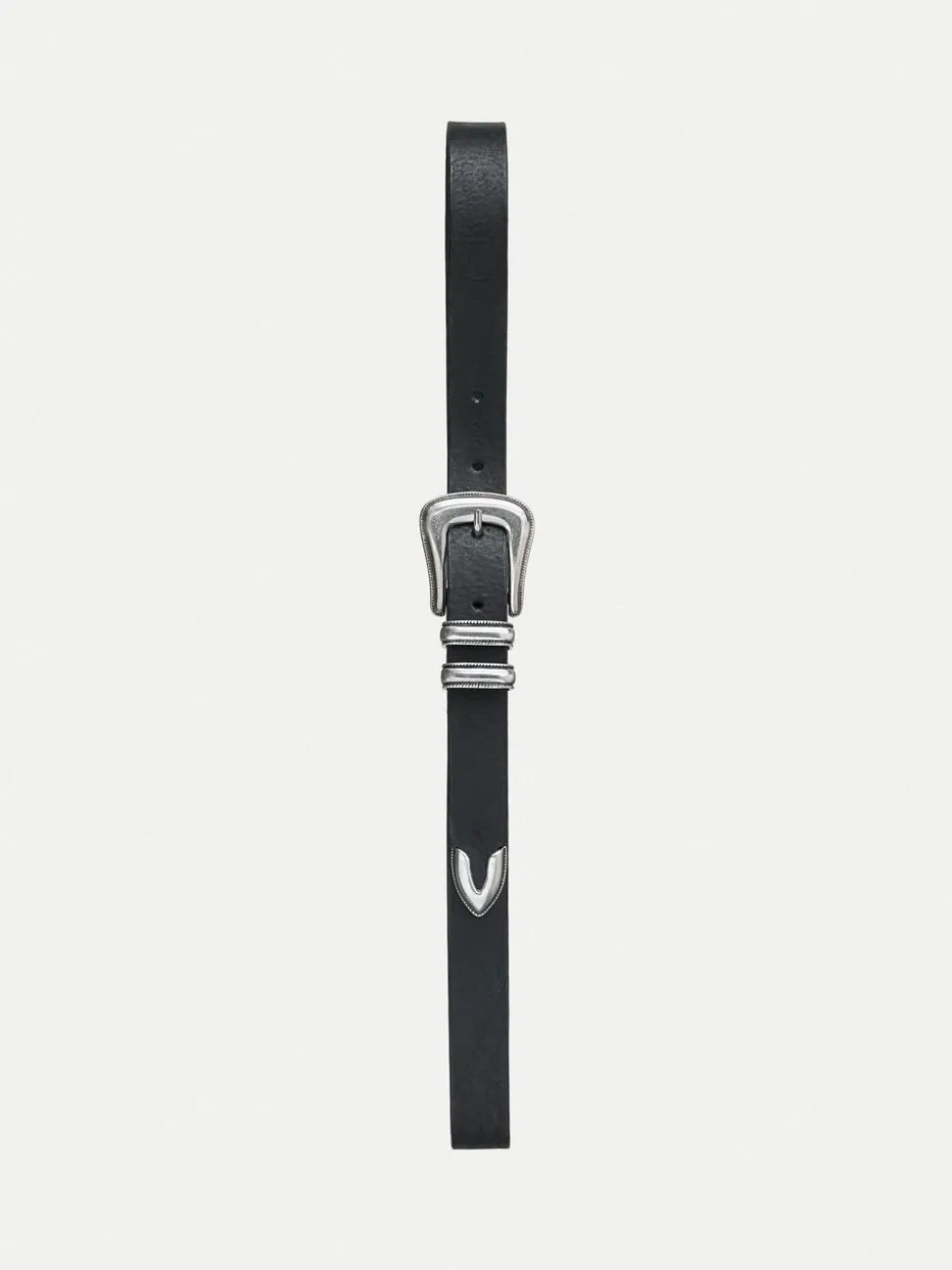 Ceinture en cuir tannage végétal | noir "western silver belt black"