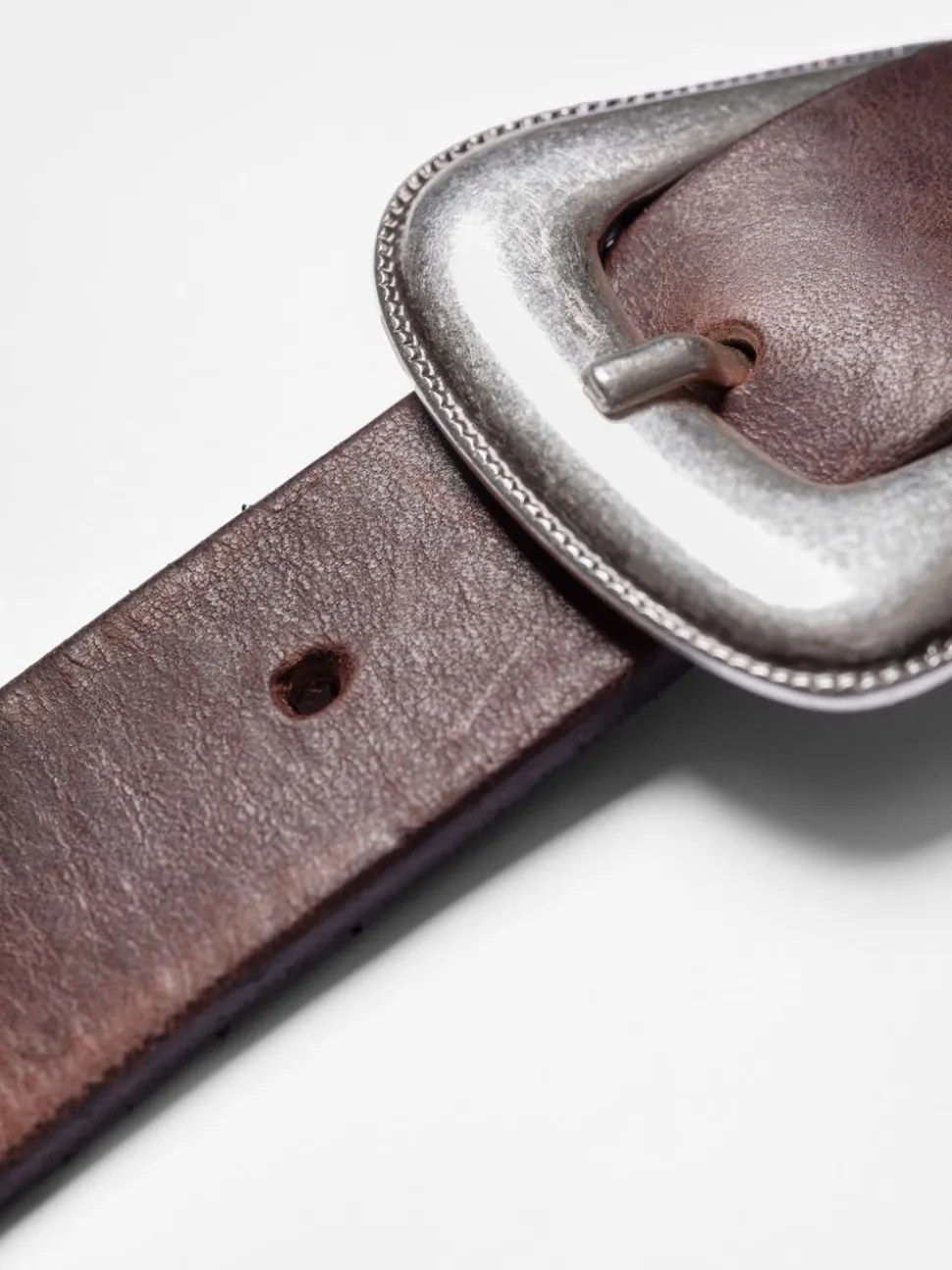 Ceinture en cuir tannage végétal | marron "western silver belt - dark brown"
