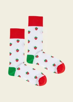 Chaussettes en coton bio | blanc "strawberry pop"