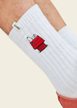 Chaussettes en coton bio | blanc "peanuts doghouse socks white"