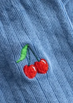 Chaussettes en coton bio | bleu "rib socks knivsta cherries forever blue"