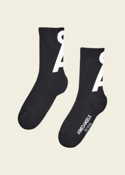 Chaussettes en coton biologique | noir et blanc "saamus short - black - white"