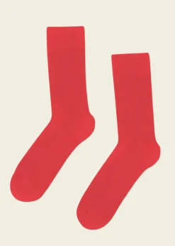 Chaussettes en coton biologique | rouge "women classic organic sock - red tangerine"