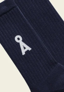Chaussettes en coton biologique | bleu foncé "saamus bold socks w - navy"