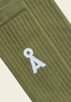 Chaussettes en coton biologique | vert "saamus bold socks w - fatigue green"