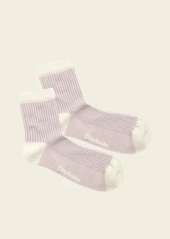Chaussettes en coton bio | rayé lavande à paillettes "classic lavender stripes"