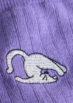 Chaussettes en coton bio | violet "rib socks knivsta plow pose paisley purple"