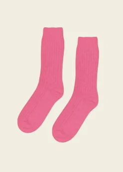 Chaussettes en laine mérinos recyclée | rose bonbon "bubblegum pink"