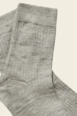 Chaussettes en lin et coton bio | gris "linen socks sand & pepper"