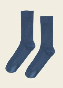 Chaussettes hautes en coton bio | bleu "petrol blue"