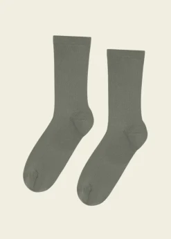 Chaussettes hautes en coton bio | kaki "dusty olive"