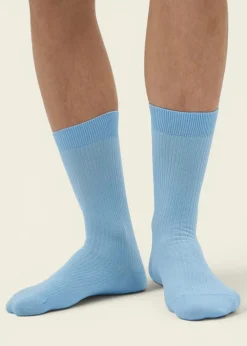 Chaussettes hautes en coton bio | seaside blue