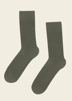 Chaussettes hautes en coton bio | kaki "dusty olive"