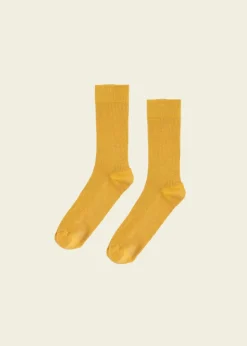 Chaussettes hautes en coton bio | jaune "burned yellow"
