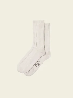 Chaussettes torsadées en coton bio | beige "women cable socks offwhite"