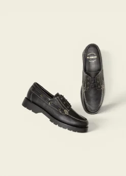 Chaussures bateau en cuir certifié | noir
