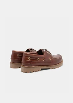 Chaussures bateau en cuir certifié | ollie boat shoe - brown leather