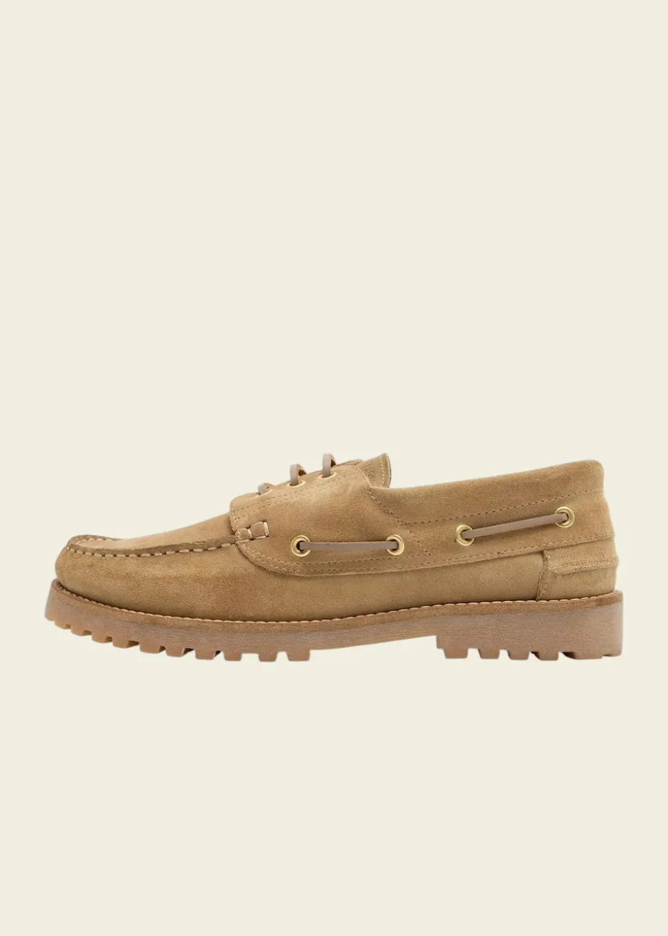 Chaussures bateau en cuir certifié | ollie boat shoe - earth suede