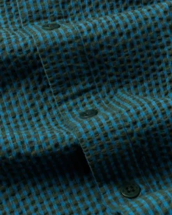 Chemise à carreaux en coton bio | bleu 