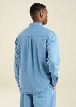 Chemise denim en coton bio | bleu clair 