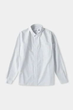Chemise droite en coton bio | gris rayé "simon shirt - eco oxford striped grey"