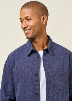 Chemise en coton bio | bleu "casual shirt - speckled navy"