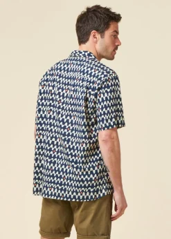 Chemise en coton bio et ecovero | multicolore "sunset aloha shirt navy"