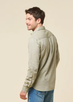 Chemise en coton biologique | vert "regular fit light twill shirt burned olive"