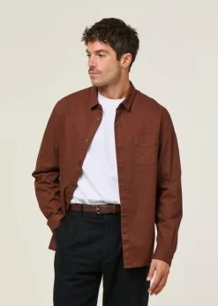 Chemise en coton bio | marron "simon - eco crisp cotton marron"