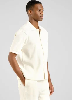 Chemise en coton bio piqué | écru "shirt falkvik waffle off-white"