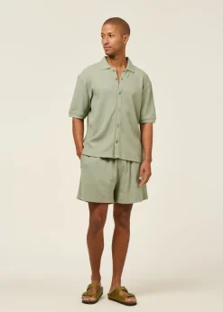Chemise en coton bio piqué | vert clair 