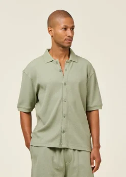 Chemise en coton bio piqué | vert clair 